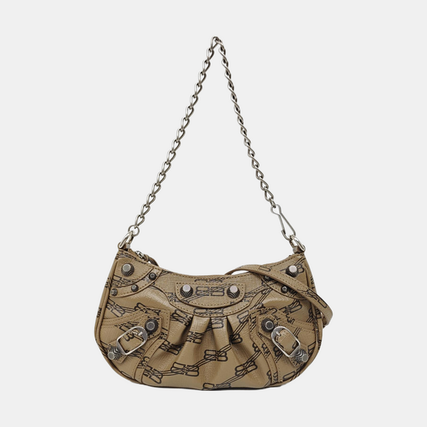 Le Cagole Mini Coated Canvas Brown