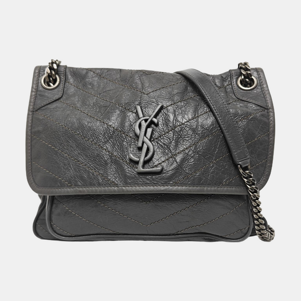 NIKI Medium Chevron Calfskin Gray