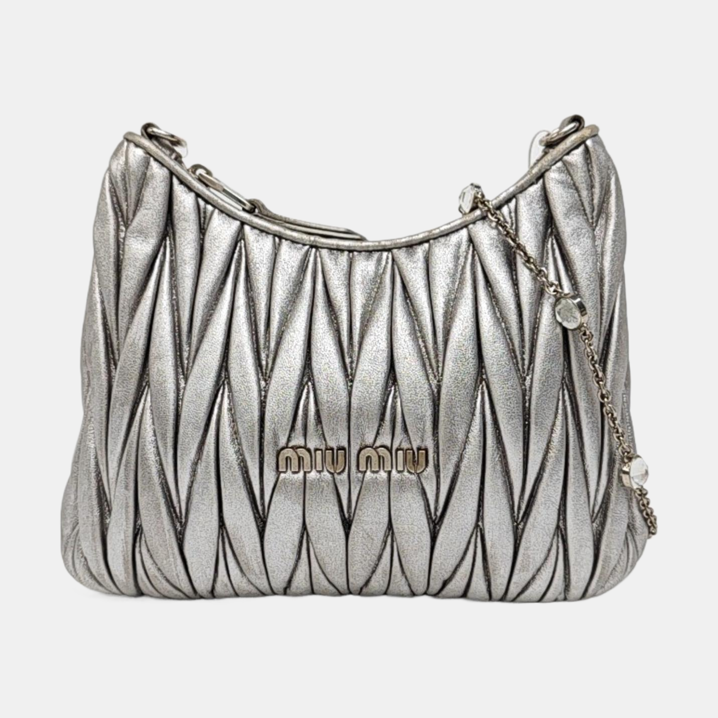 Quilted Lambskin Shoulder Bag Silver