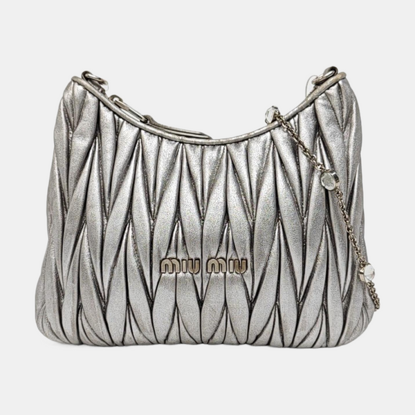 Quilted Lambskin Shoulder Bag Silver