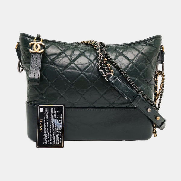 GABRIELLE Medium Quilted Calfskin Green