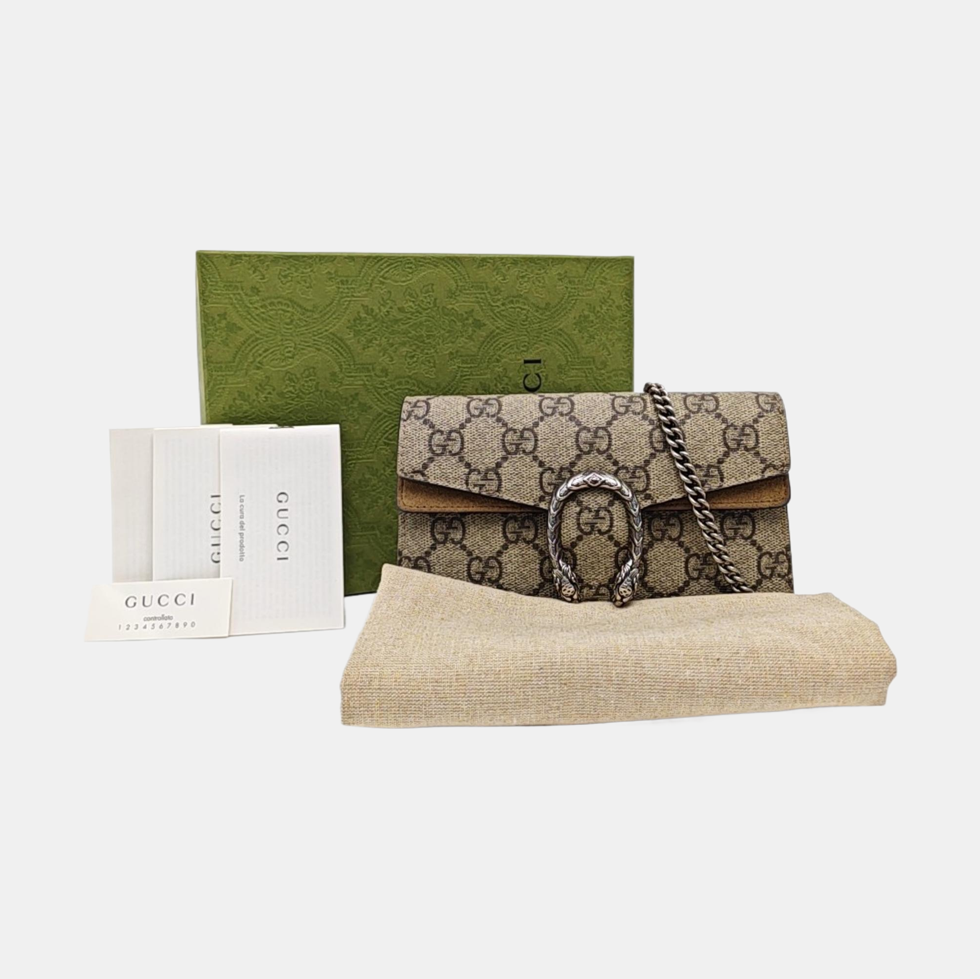 Dionysus Super Mini Monogram Coated Canvas Beige