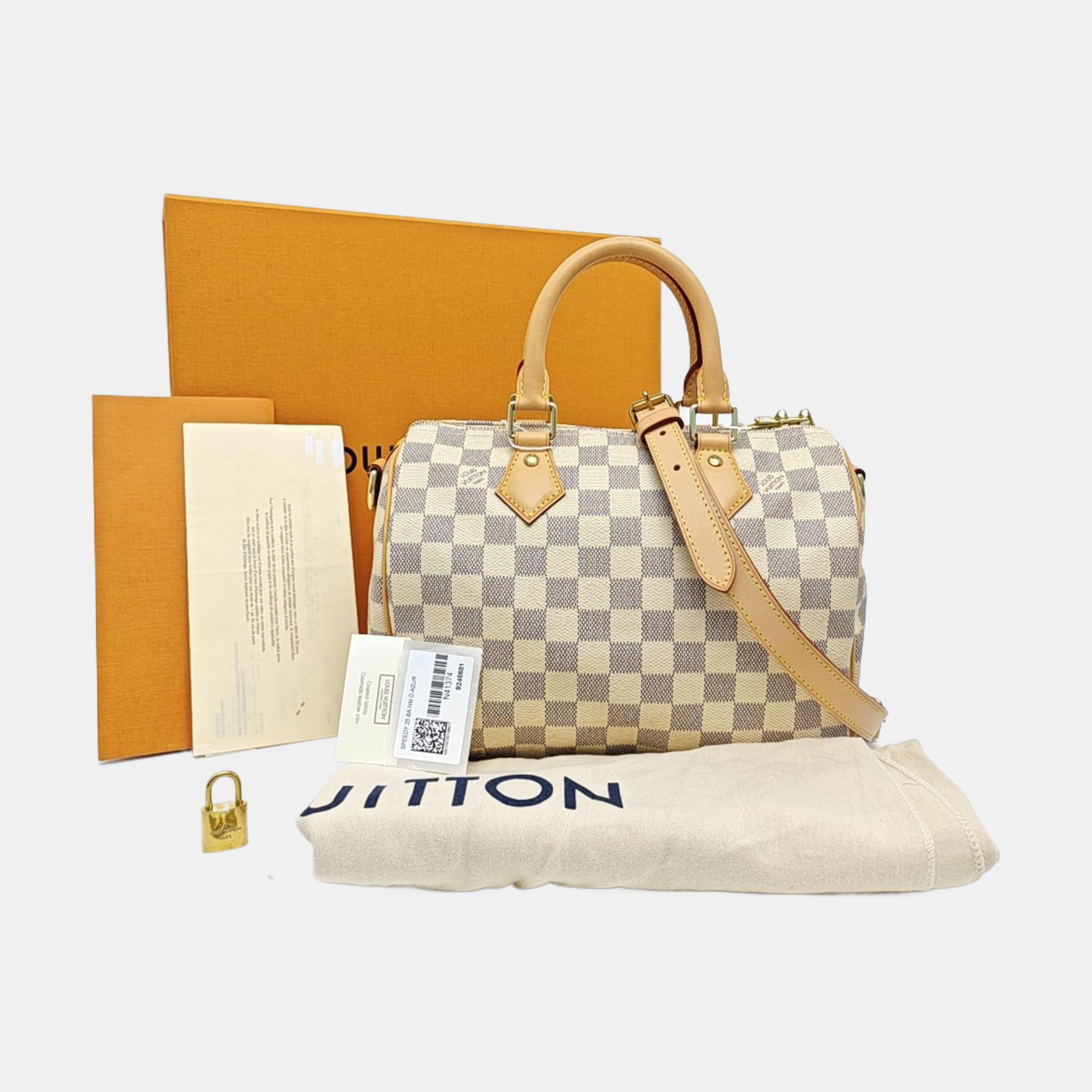 SPEEDY 25 Damier Azur Coated Canvas White