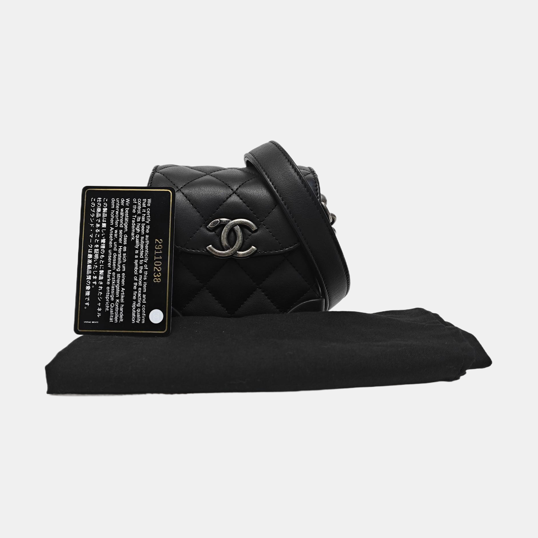 Quilted Calfskin Shoulder Bag Black