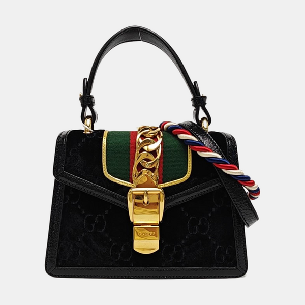 Sylvie Mini Monogram Velvet Black