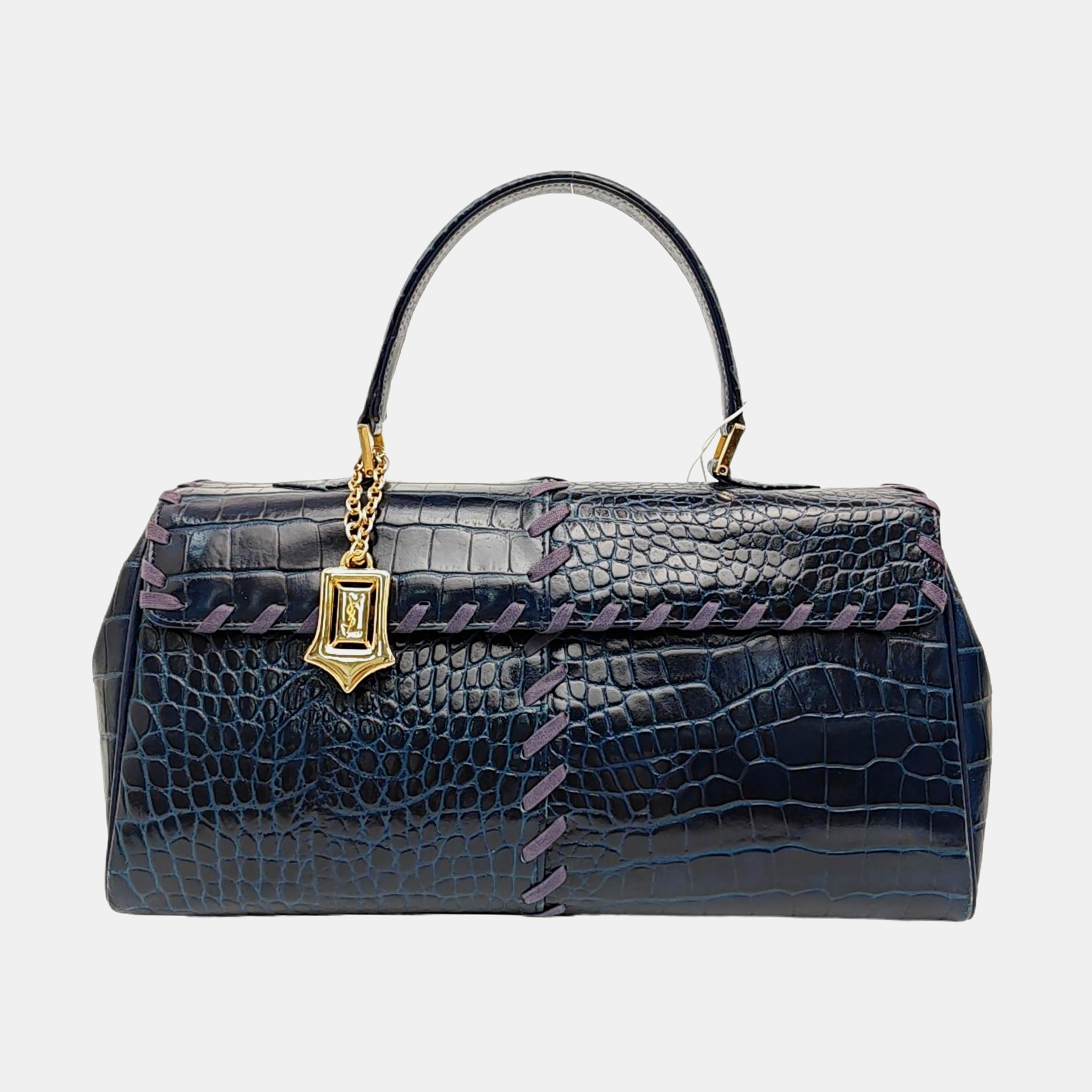 Calfskin Top Handle Bag Blue