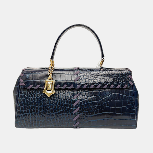 Calfskin Top Handle Bag Blue