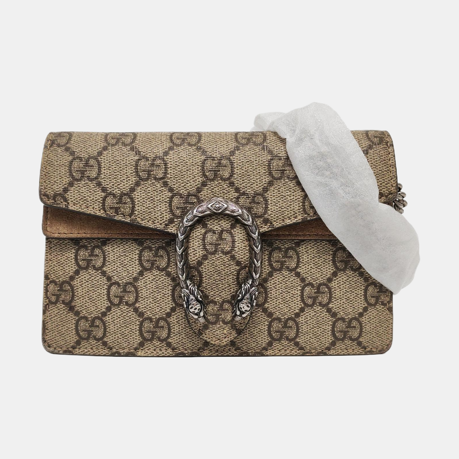 Dionysus Super Mini Monogram Coated Canvas Beige