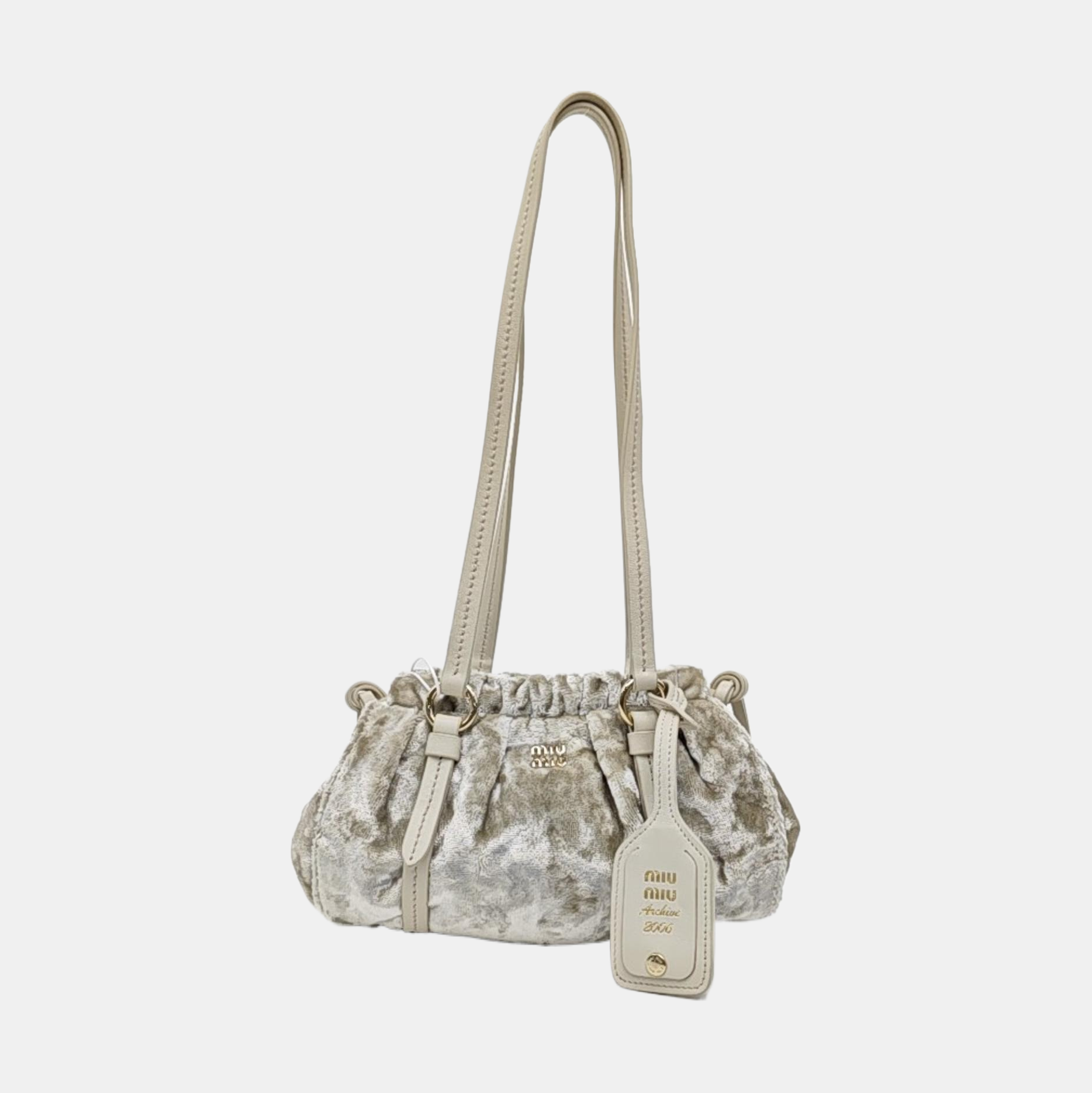 Velvet Top Handle Bag Gray