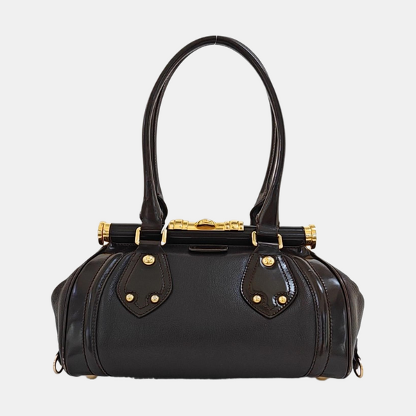 Leather Top Handle Bag Red