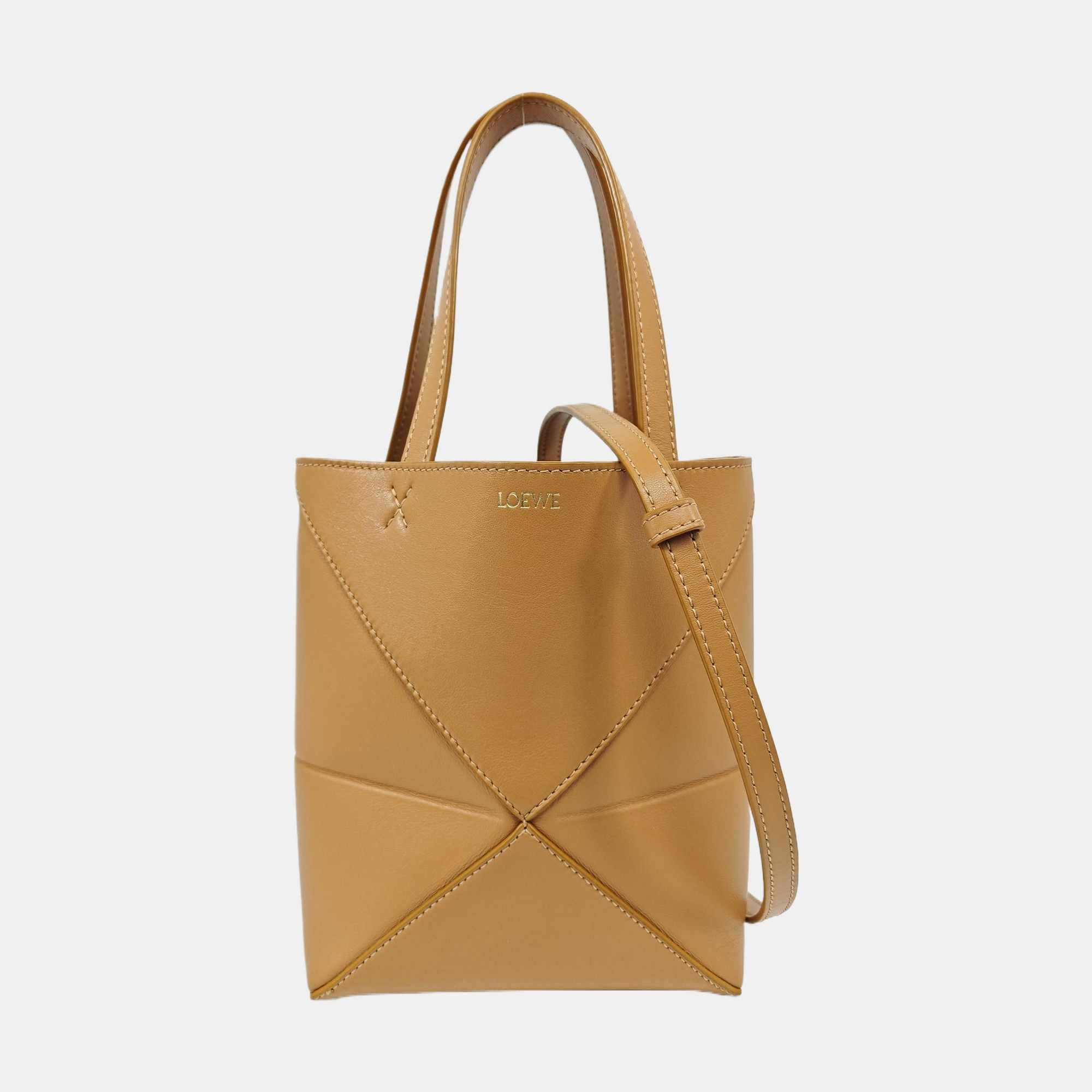 Puzzle Fold Mini Quilted Calfskin Brown