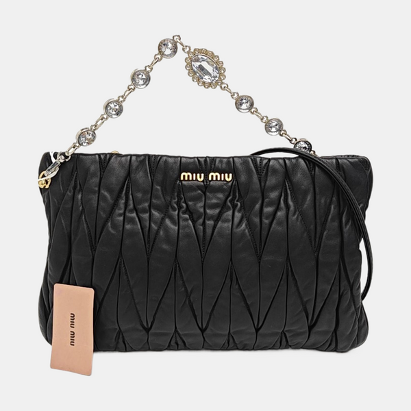 Quilted Lambskin Shoulder Bag Black