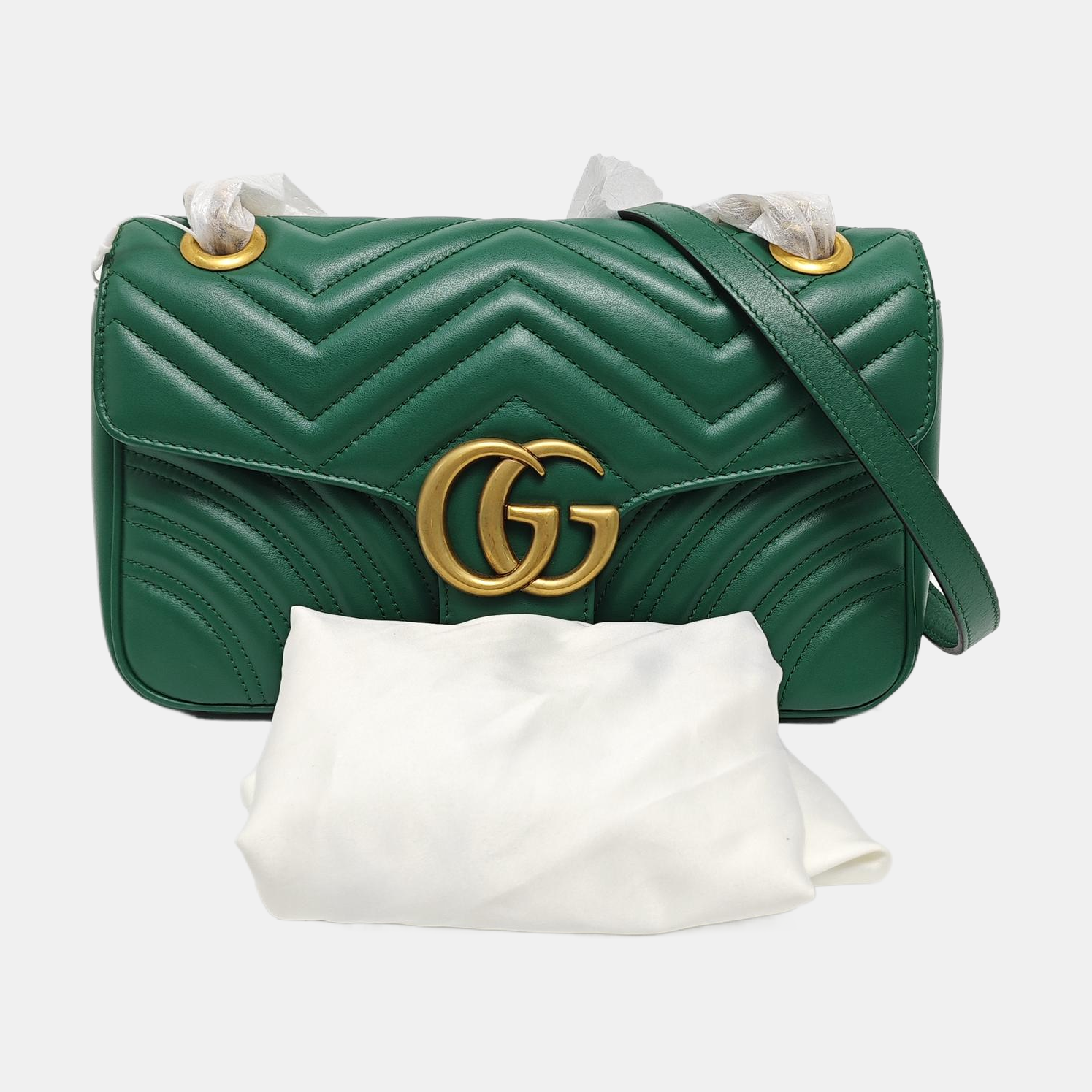 GG Marmont Medium Quilted Calfskin Green