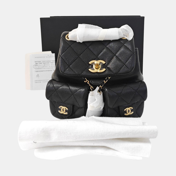 DUMA Small Quilted Grained Calfskin Black