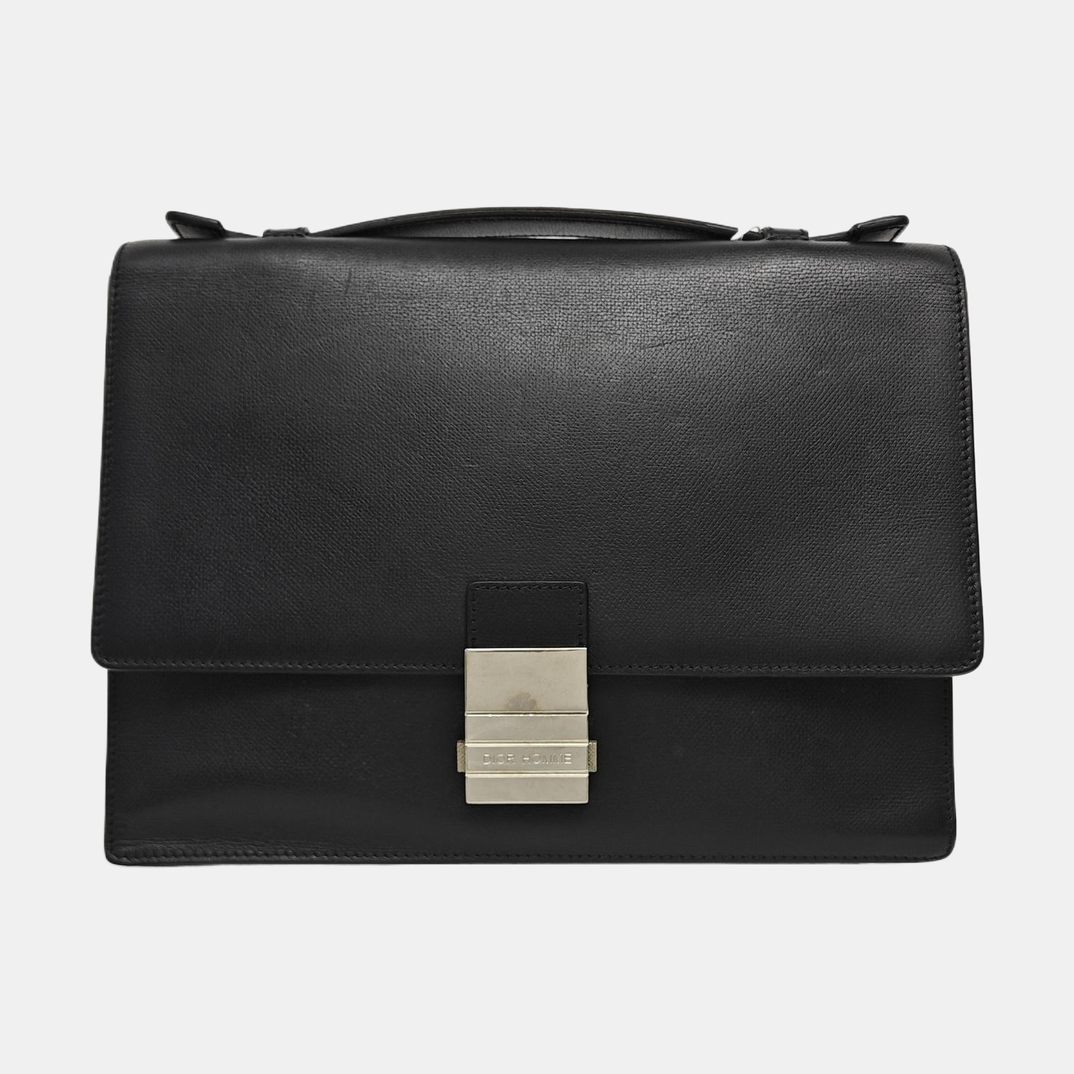 Leather Top Handle Bag Black