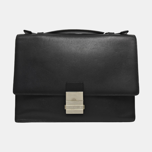 Leather Top Handle Bag Black