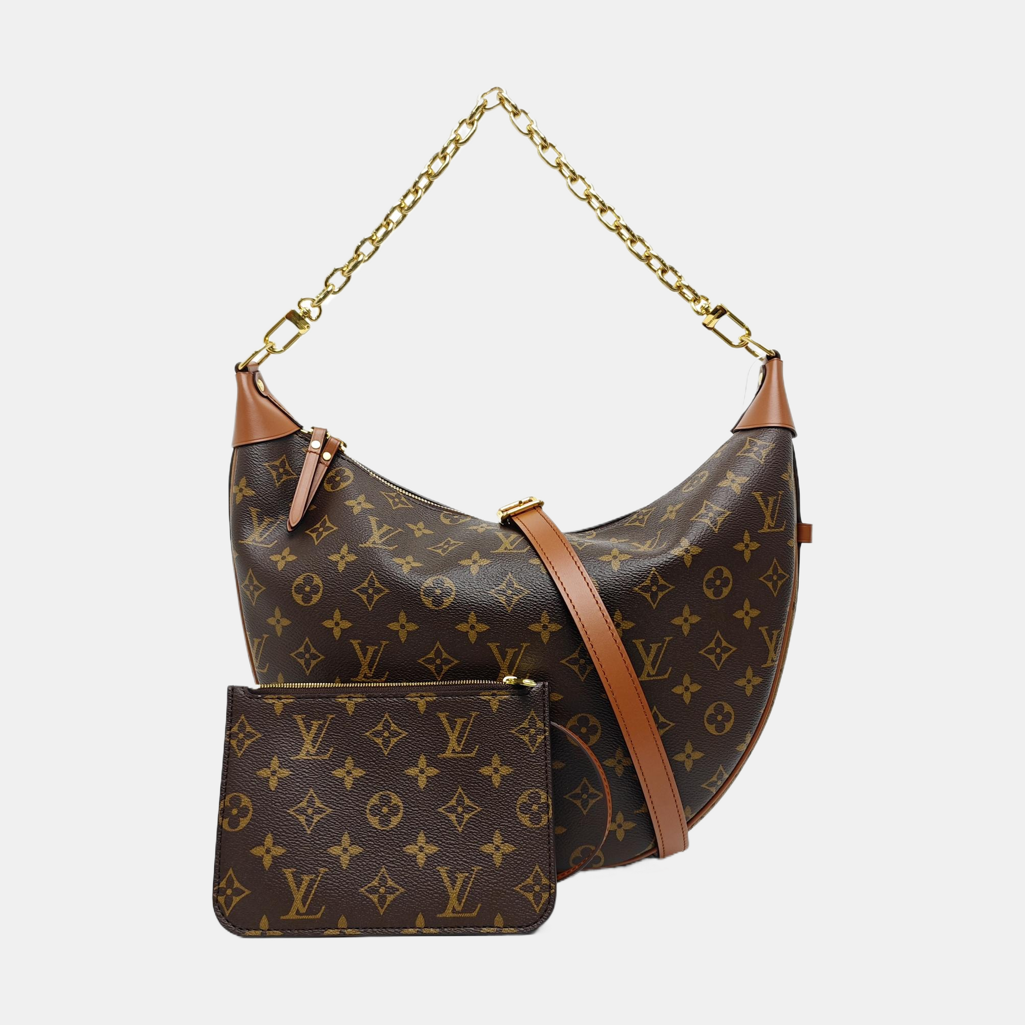LOOP HOBO Monogram Coated Canvas Brown