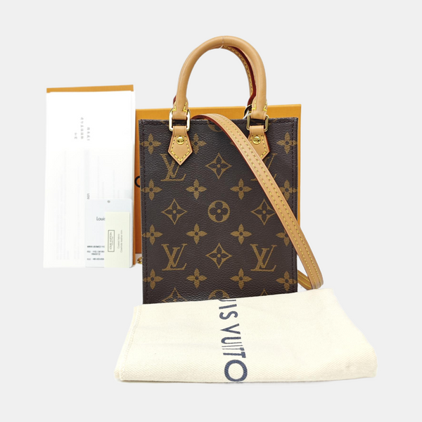 SAC PLAT Mini Monogram Coated Canvas Brown