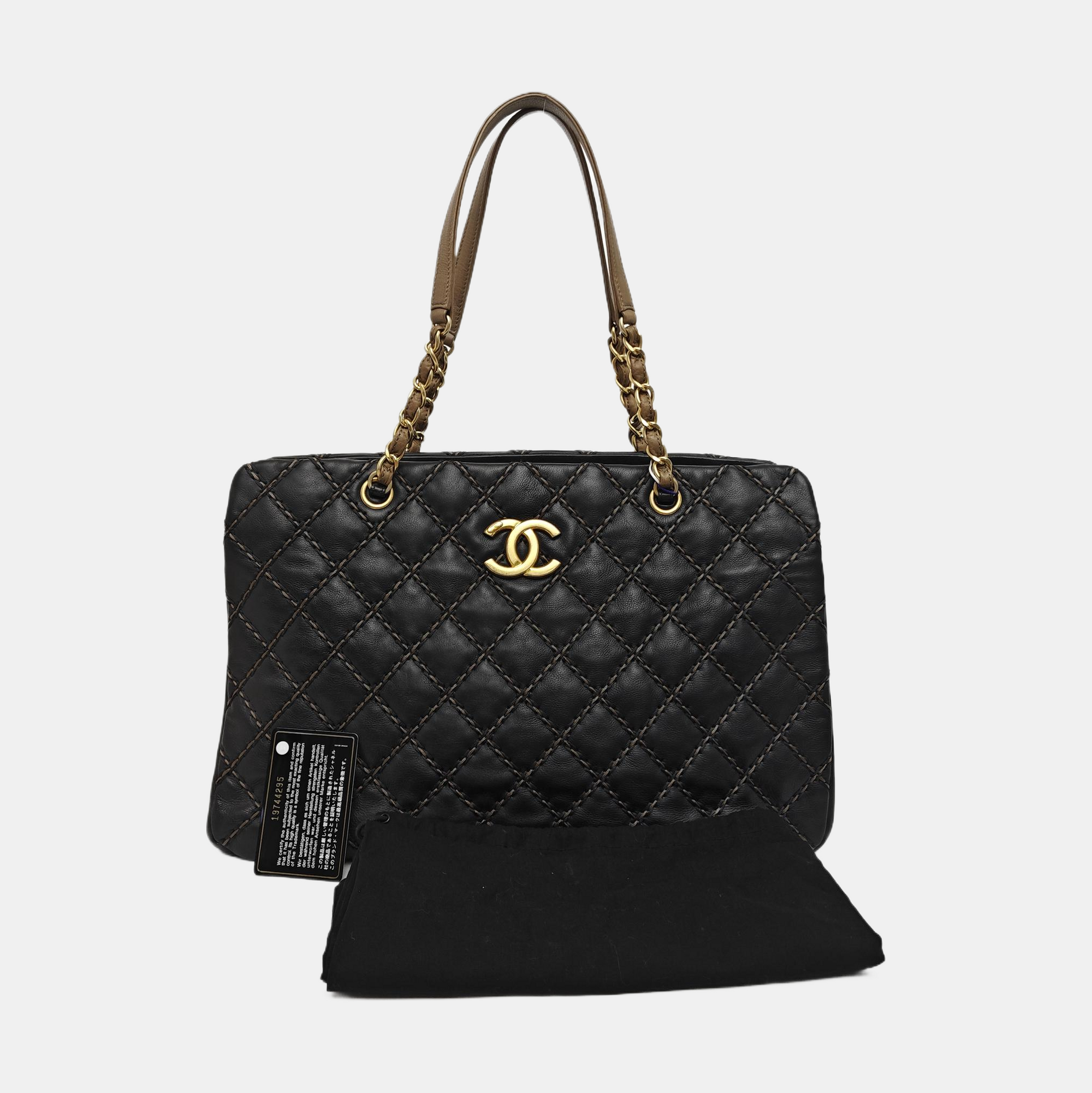 Quilted Calfskin Tote Bag Black