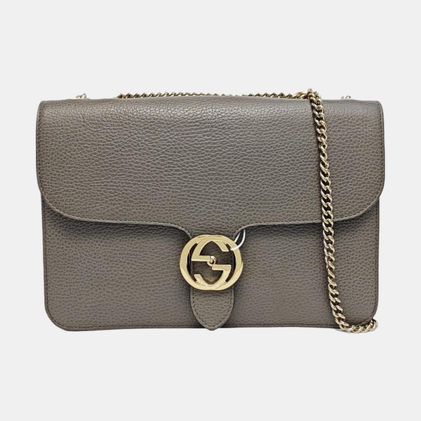 Interlocking G Large Calfskin Gray