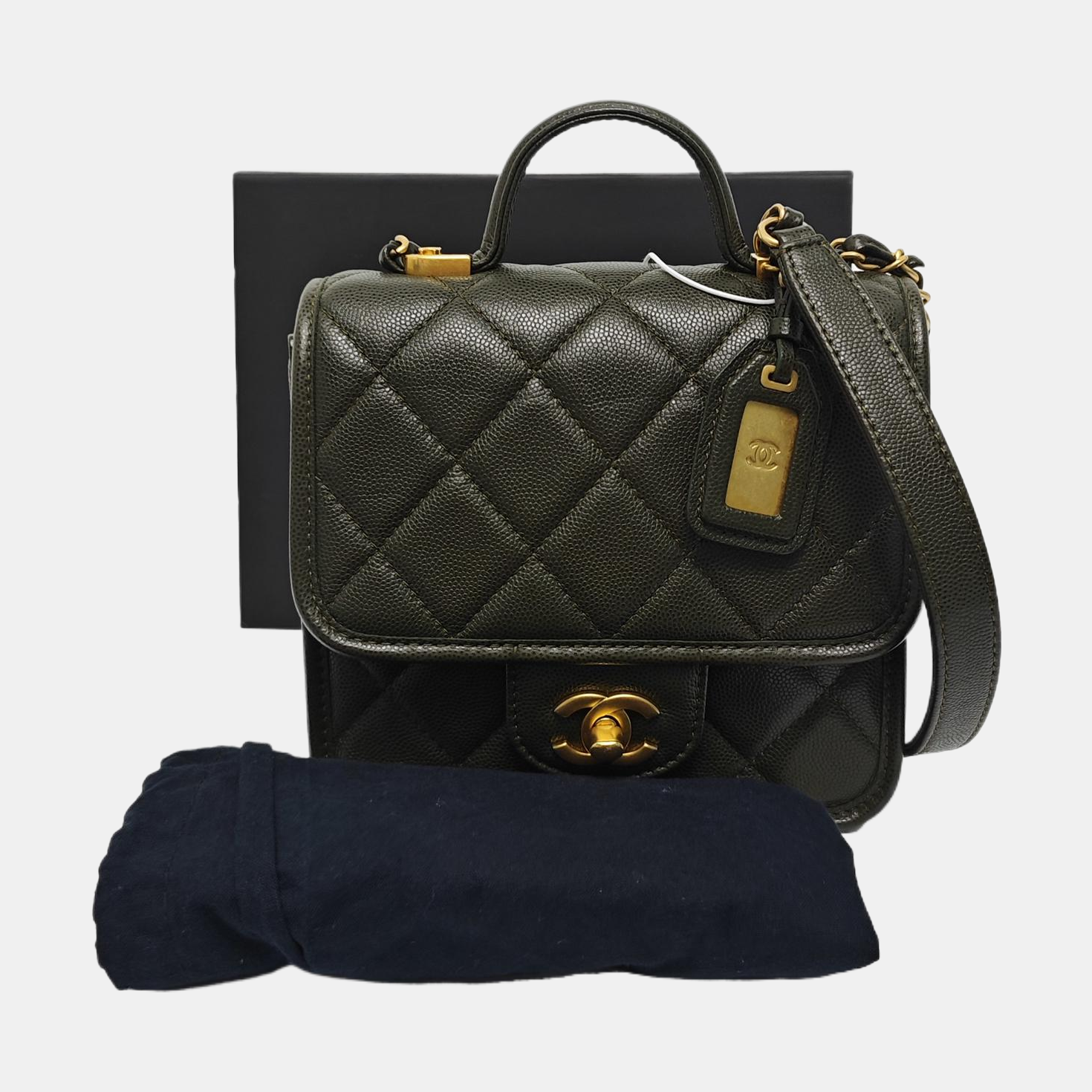 Quilted Grained Calfskin Small Green