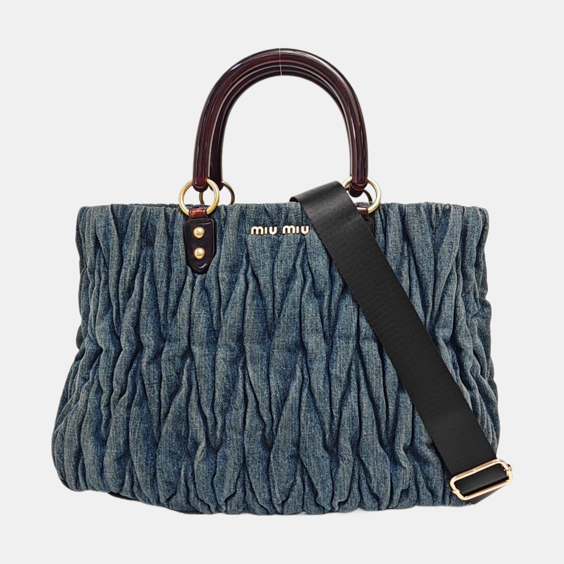 Quilted Denim Tote Bag Blue