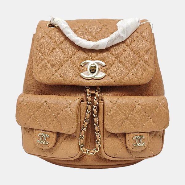 DUMA Small Quilted Grained Calfskin Brown