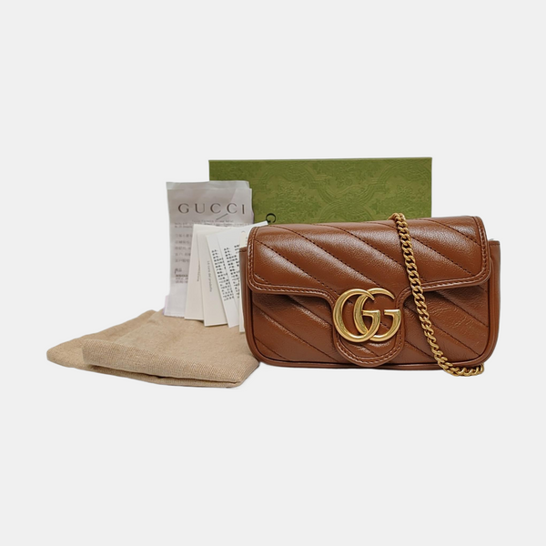 GG Marmont Mini Quilted Calfskin Brown
