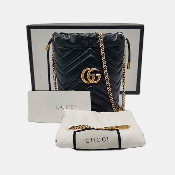 GG Marmont Mini Quilted Calfskin Black