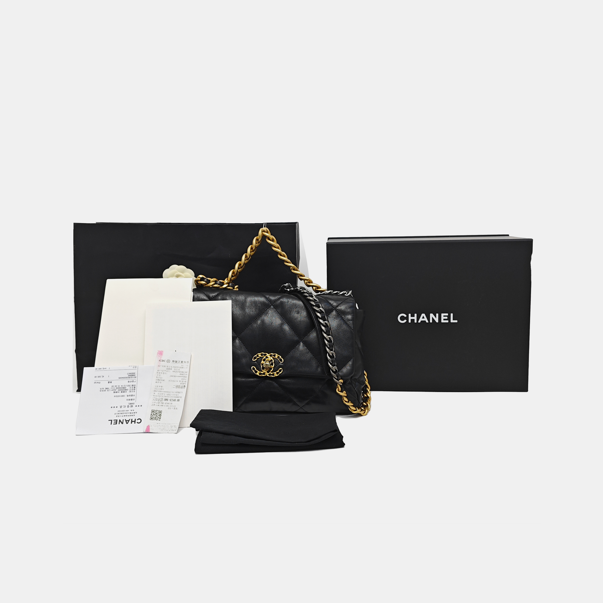 CHANEL 19 Large Quilted Lambskin Black