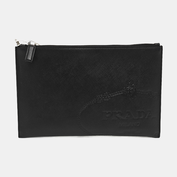Saffiano Calfskin Clutch Black