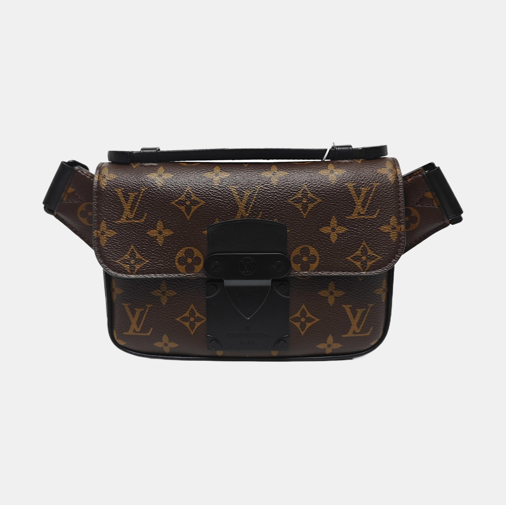 S LOCK Monogram Coated Canvas Brown