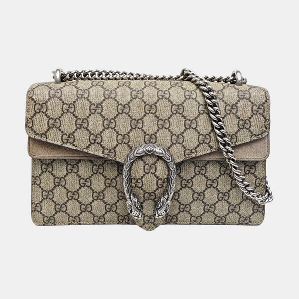Dionysus Small Monogram Coated Canvas Beige