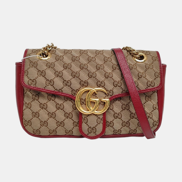 GG Marmont Acolchado Mediano, Lona Monogram Negro