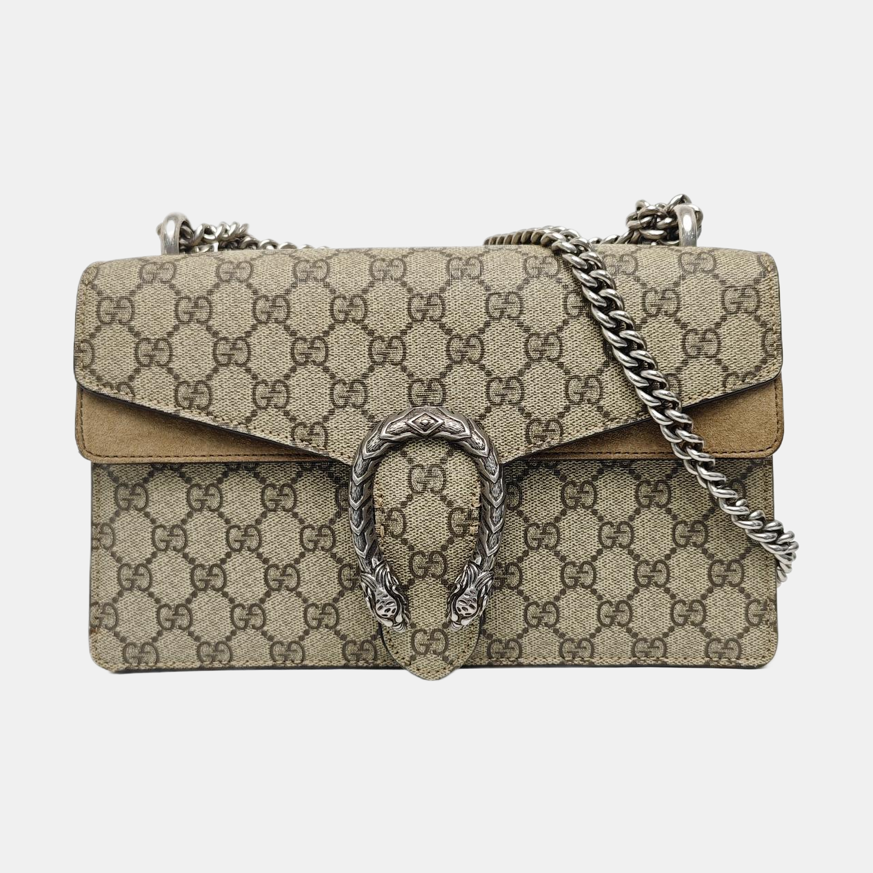 Dionysus Small Monogram Coated Canvas Beige