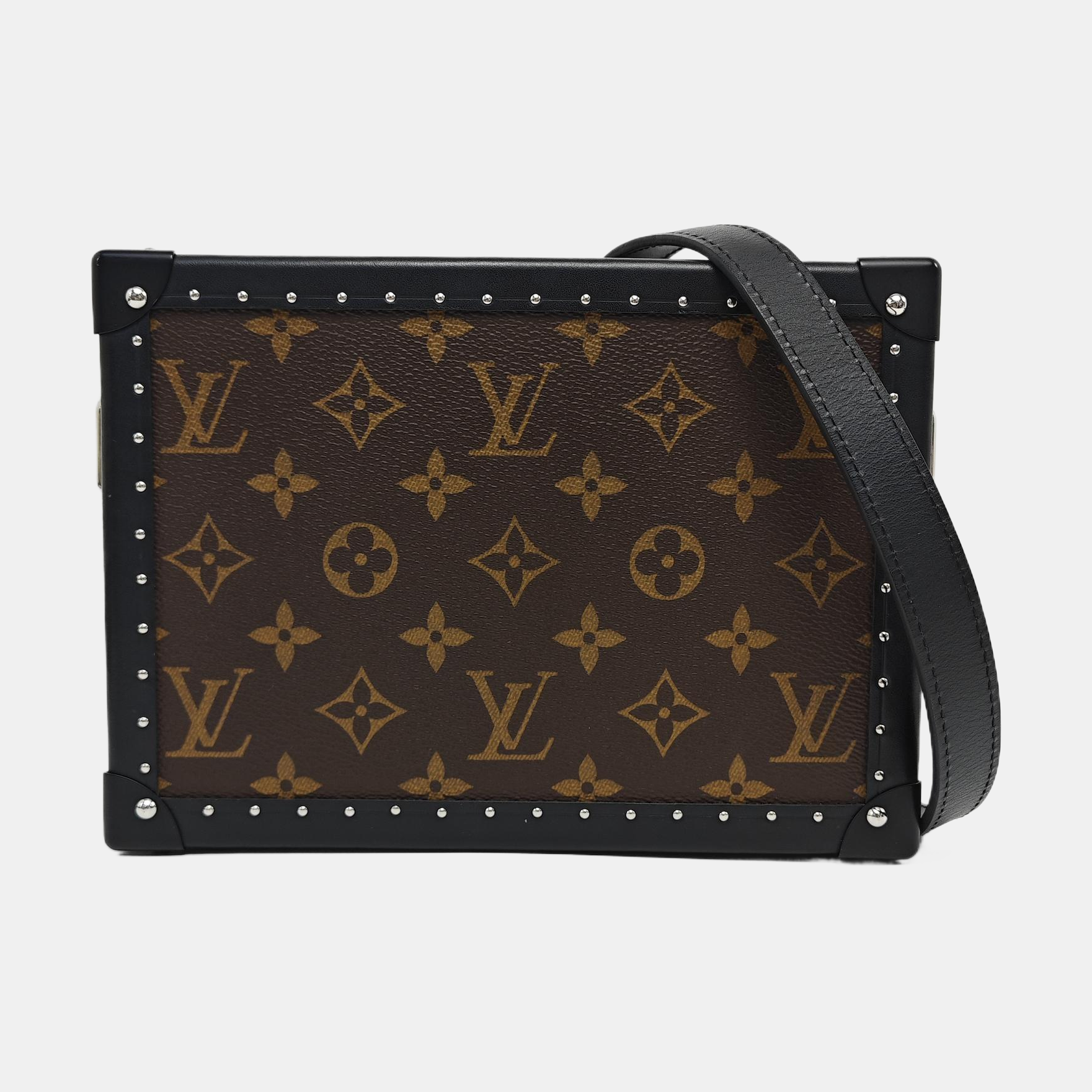 CLUTCH BOX Monogram Coated Canvas Brown