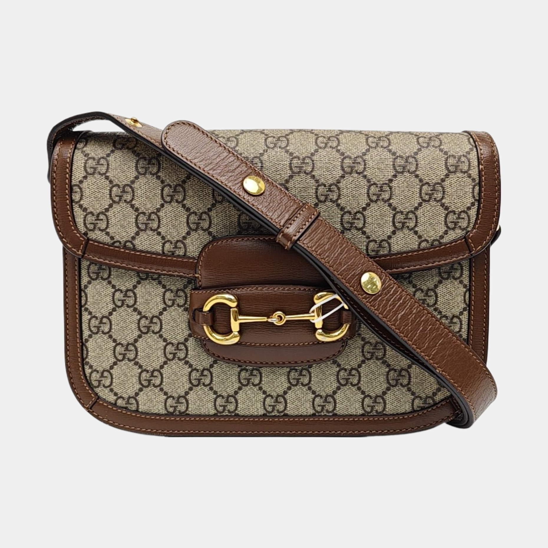 Horsebit 1955 Medium Monogram Coated Canvas Beige