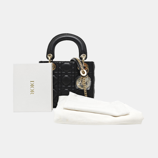Lady Dior Mini Cannage Lambskin Black
