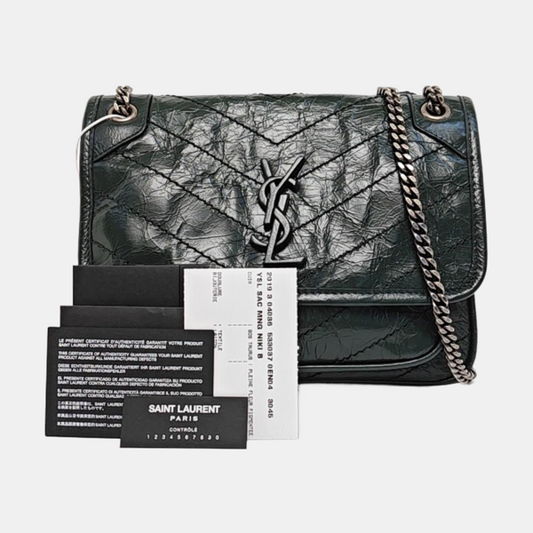 NIKI Small Chevron Calfskin Green