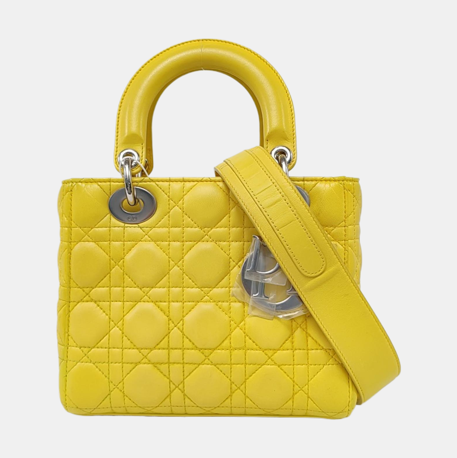 Authenticated pre-owned  Lady Dior Small Cannage Lambskin Yellow - Tote Bag at Looply