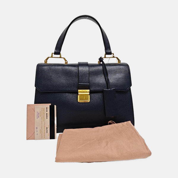 Calfskin Top Handle Bag Blue