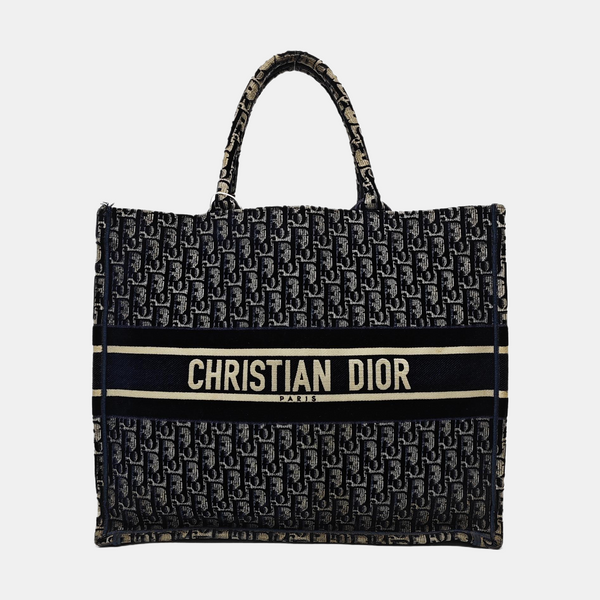 Book Tote Large Oblique Velvet Blue