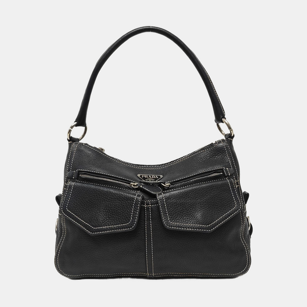 Leather Top Handle Bag Black