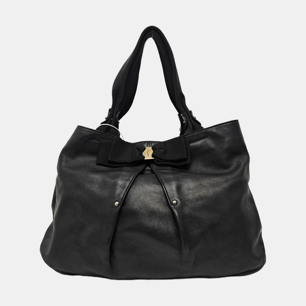 Calfskin Top Handle Bag Black