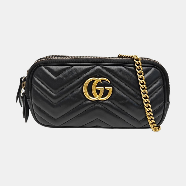 GG Marmont Mini Quilted Calfskin Black