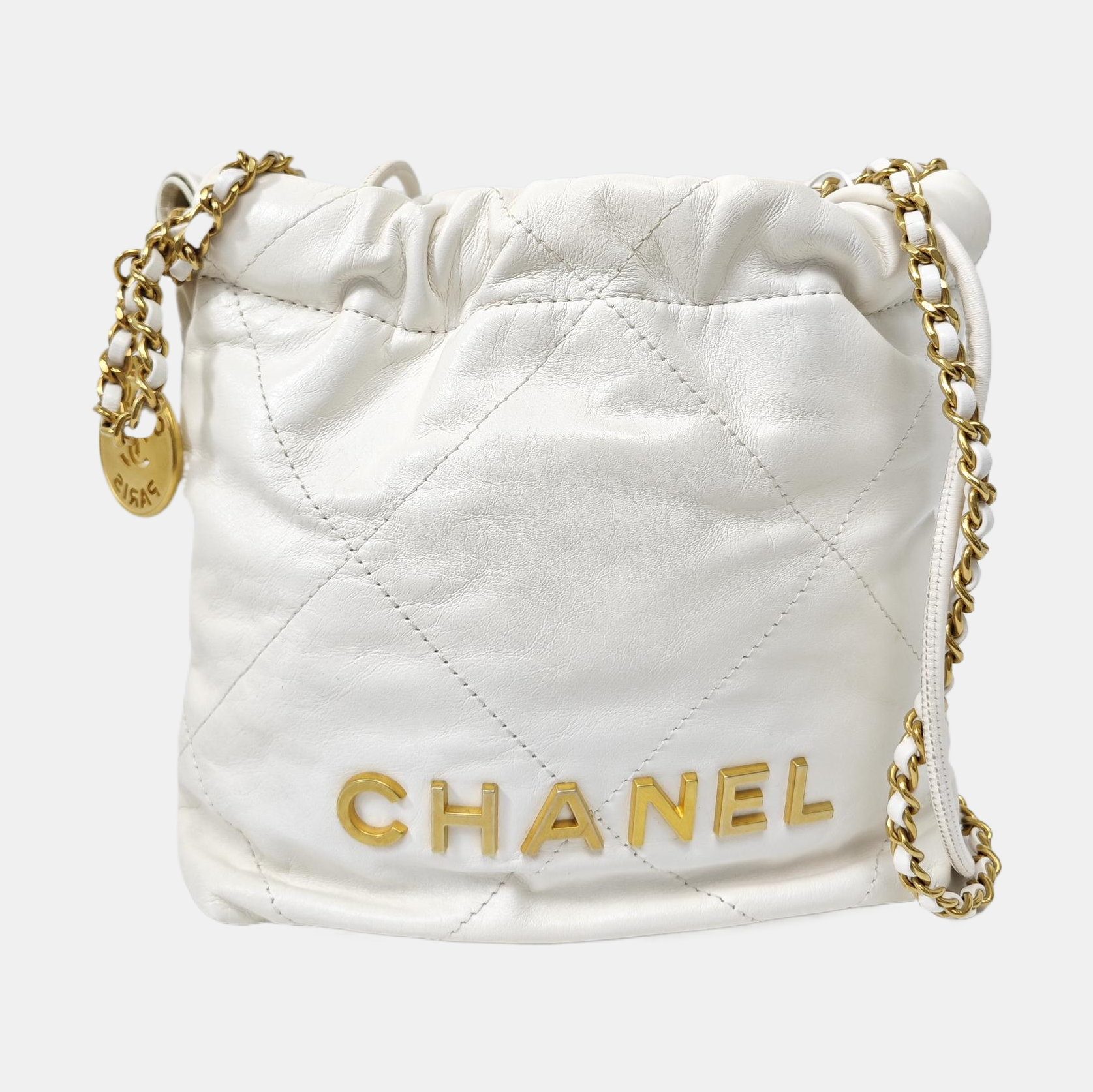 CHANEL 22 Mini Quilted Calfskin White