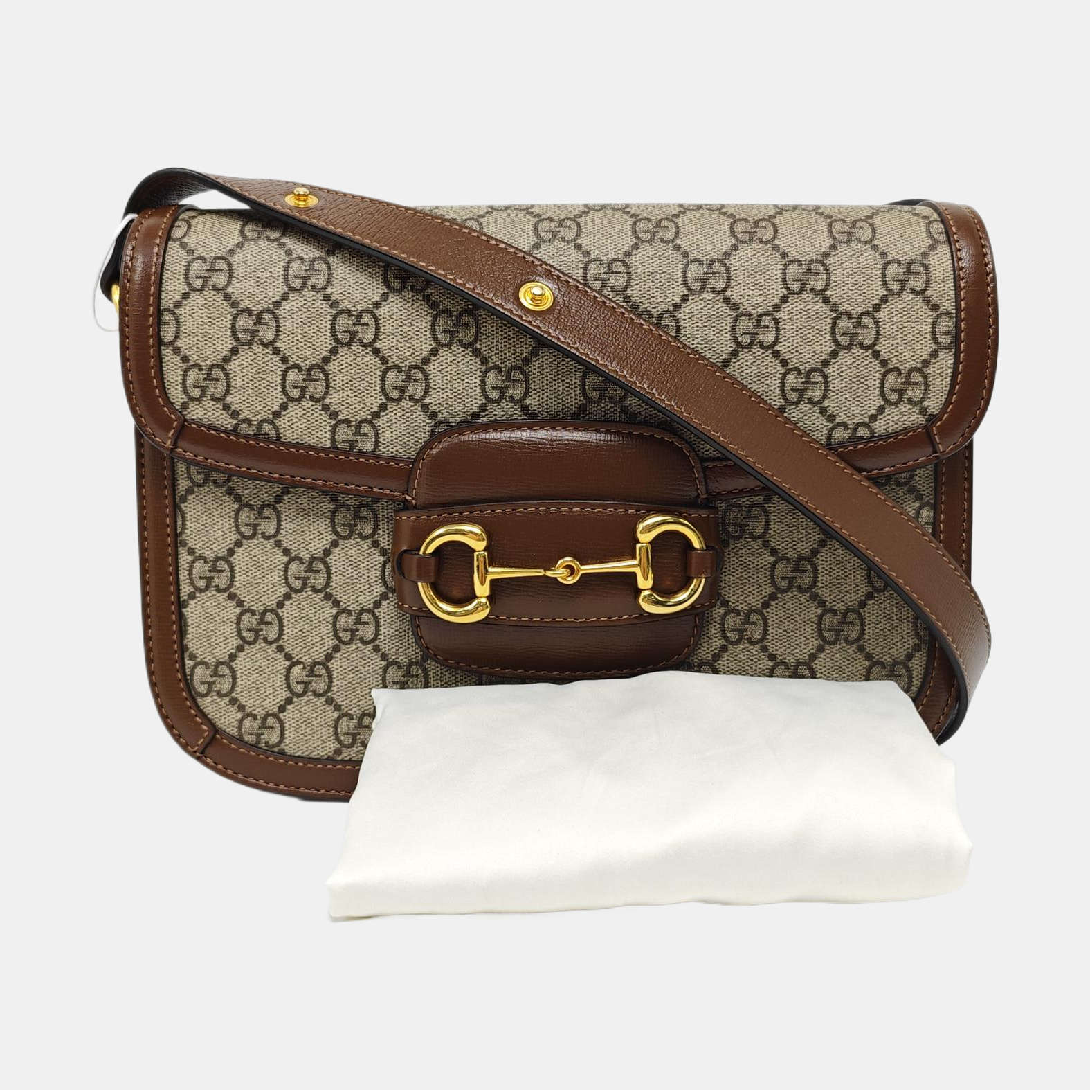 Horsebit 1955 Medium Monogram Coated Canvas Beige