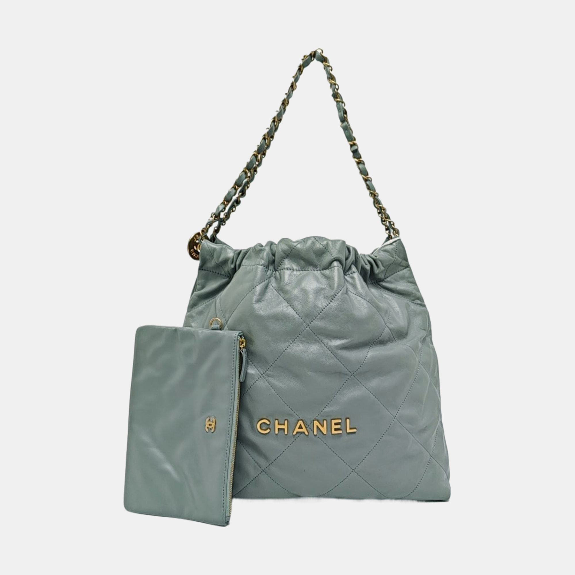 CHANEL 22 Medium Quilted Calfskin Green