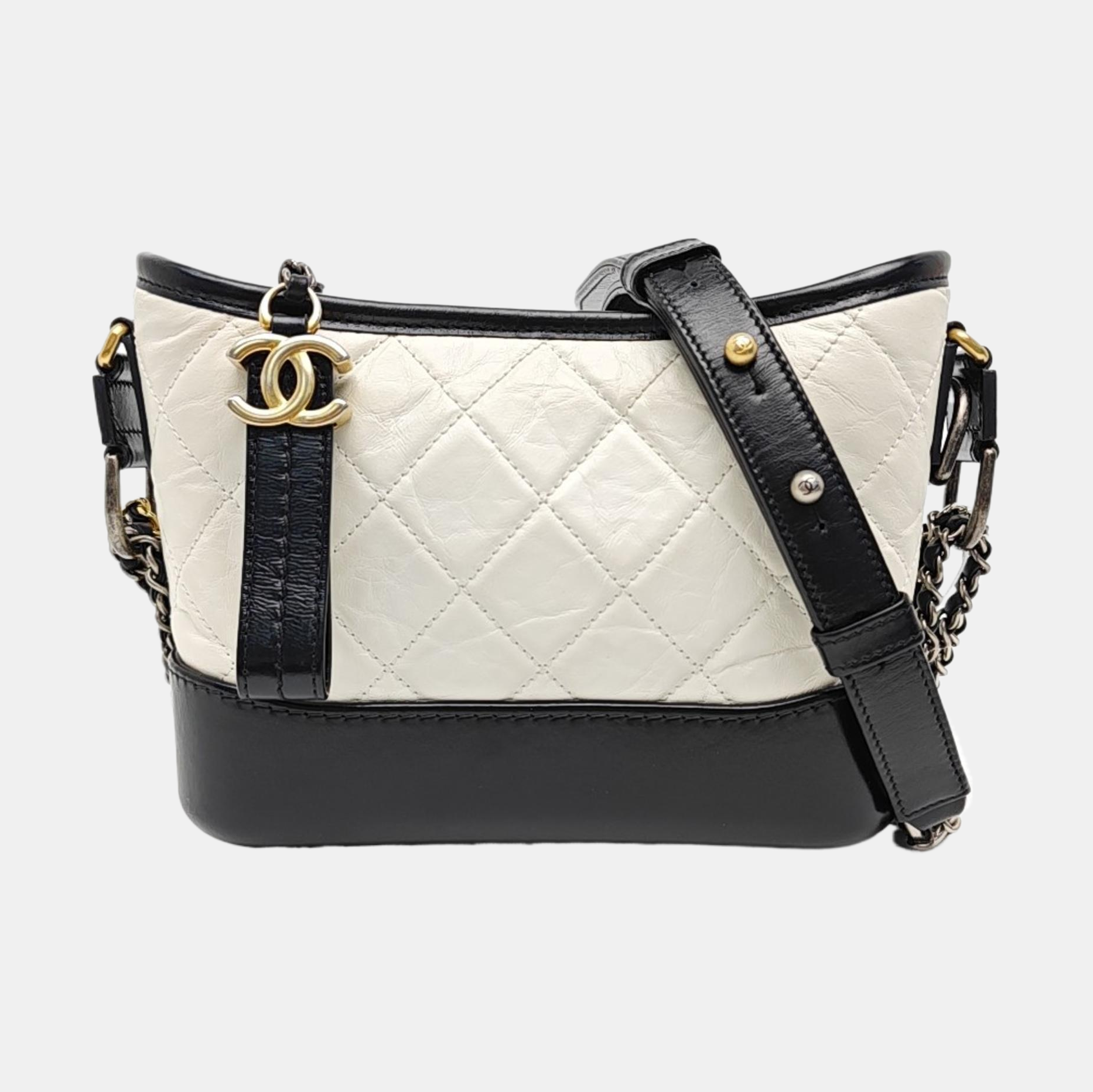 GABRIELLE Small Quilted Calfskin White