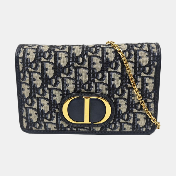 30 Montaigne Mini Oblique Canvas Blue
